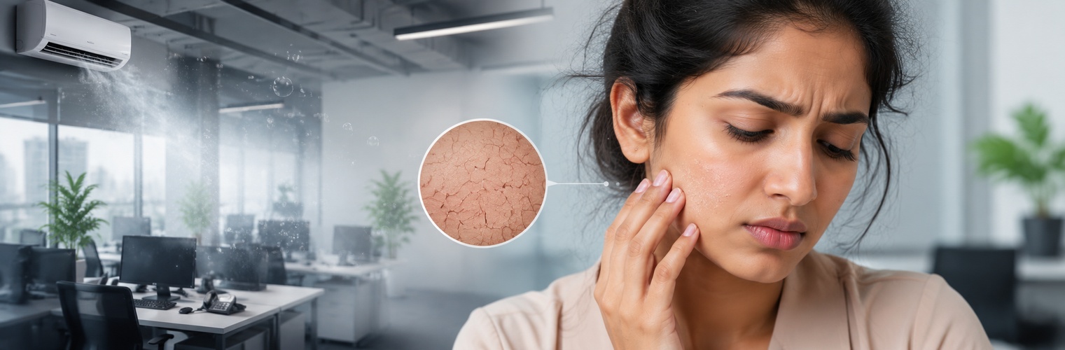 How Office AC & Humidity Are Damaging Your Skin: Causes, Symptoms & Treatment